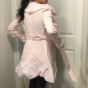 Blush pink Bebe raincoat with ruffles